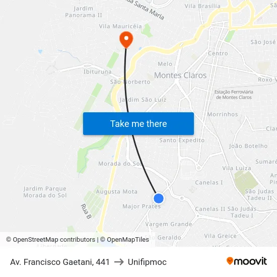 Av. Francisco Gaetani, 441 to Unifipmoc map