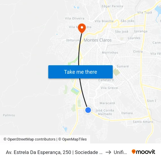 Av. Estrela Da Esperança, 250 | Sociedade Estrela Da Esperança to Unifipmoc map