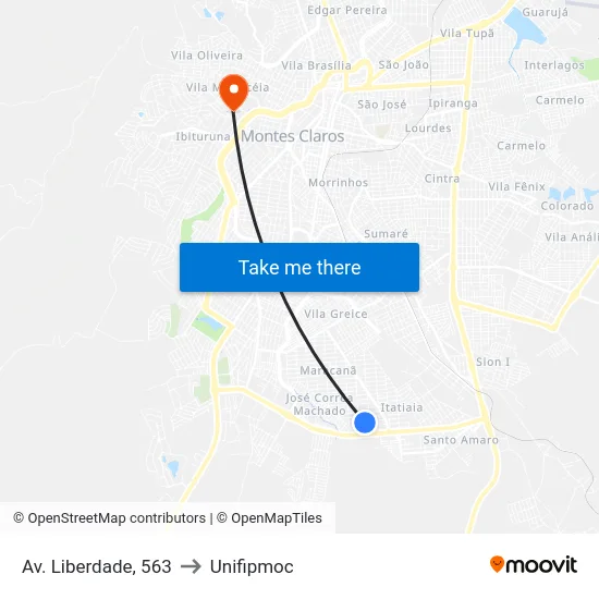 Av. Liberdade, 563 to Unifipmoc map