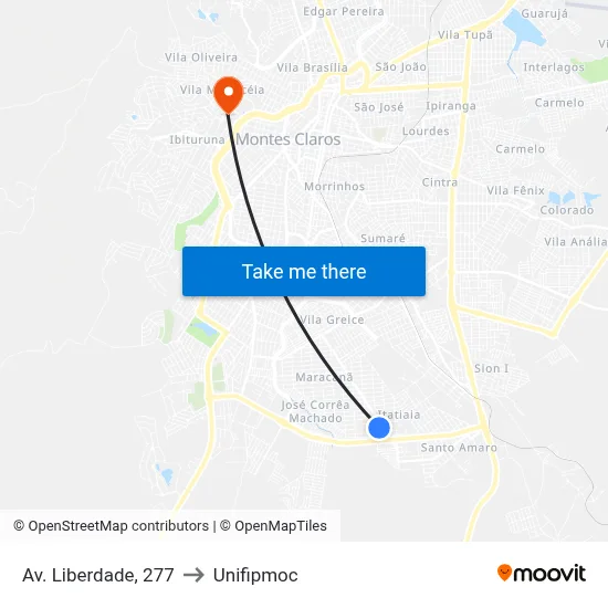 Av. Liberdade, 277 to Unifipmoc map