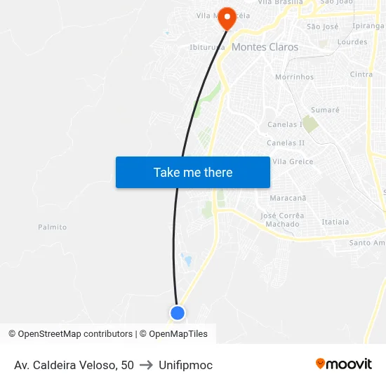 Av. Caldeira Veloso, 50 to Unifipmoc map