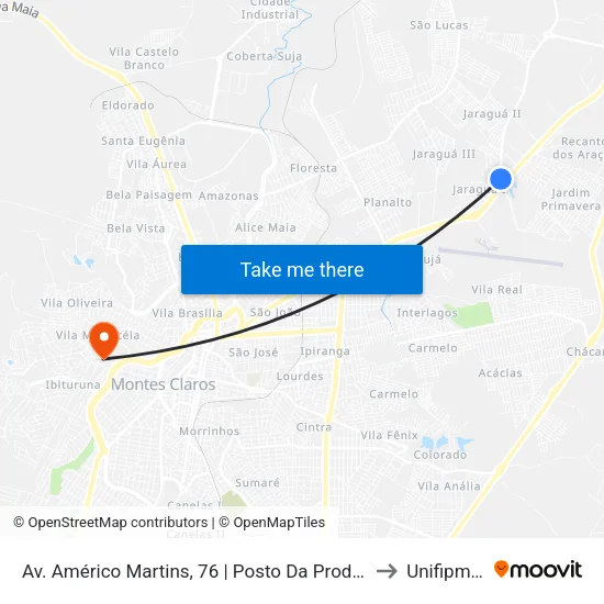 Av. Américo Martins, 76 | Posto Da Produção to Unifipmoc map