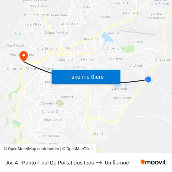 Av. A | Ponto Final Do Portal Dos Ipês to Unifipmoc map
