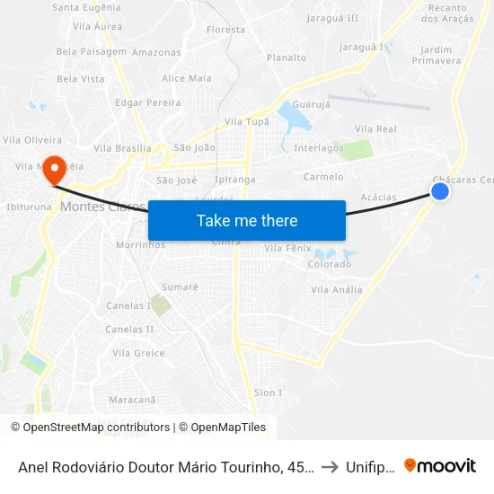 Anel Rodoviário Doutor Mário Tourinho, 4500 | Itaipu Scania to Unifipmoc map