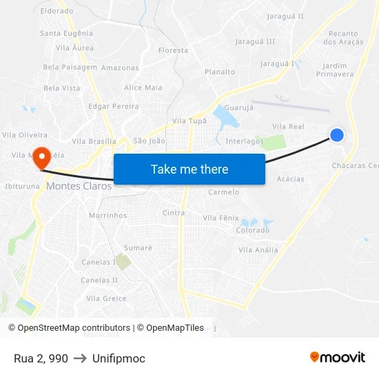 Rua 2, 990 to Unifipmoc map