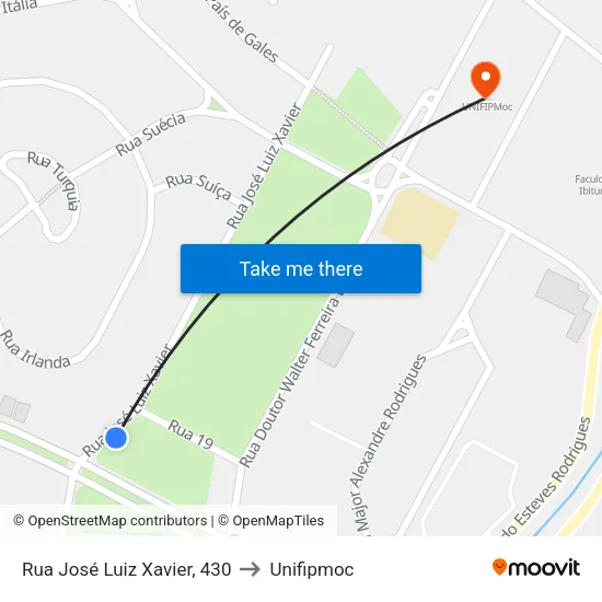 Avenida Norival Guilherme Viêira, 130 to Unifipmoc map