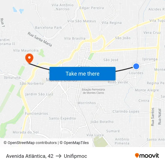 Avenida Atlântica, 42 to Unifipmoc map