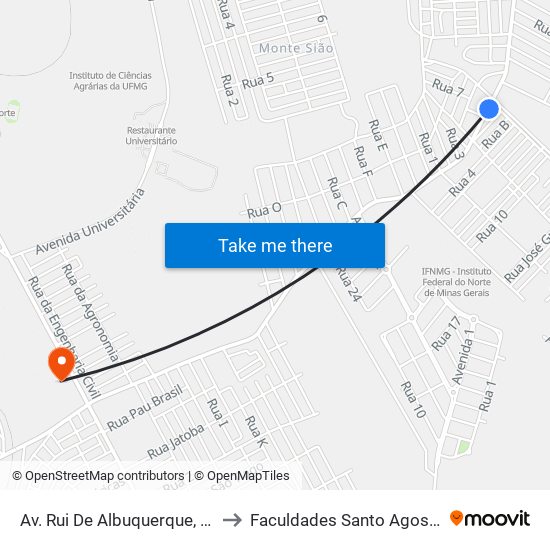 Av. Rui De Albuquerque, 2530 to Faculdades Santo Agostinho map