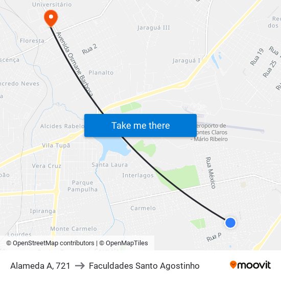 Alameda A, 721 to Faculdades Santo Agostinho map