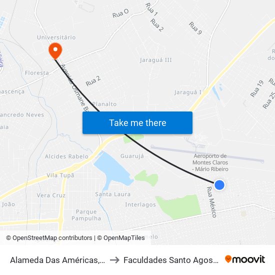 Alameda Das Américas, 320 to Faculdades Santo Agostinho map