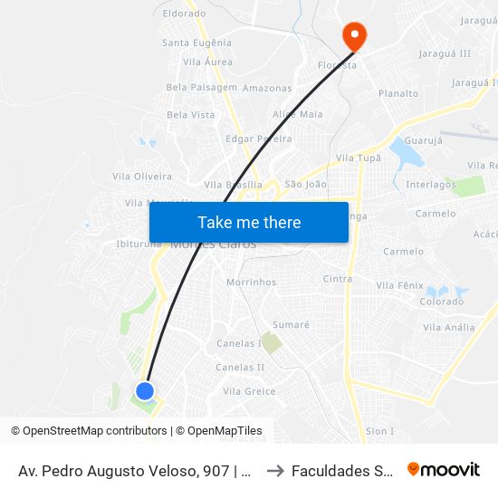 Av. Pedro Augusto Veloso, 907 | Parque Municipal Milton Prates to Faculdades Santo Agostinho map