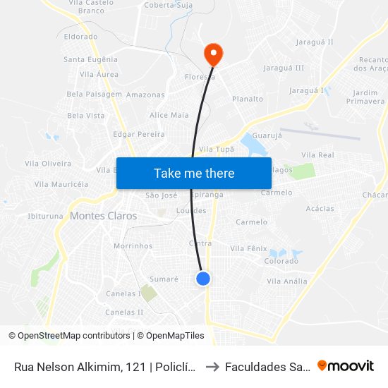 Rua Nelson Alkimim, 121 | Policlínica Ariosto Corrêa Machado to Faculdades Santo Agostinho map