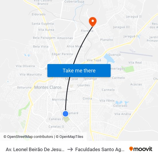 Av. Leonel Beirão De Jesus, 1212 to Faculdades Santo Agostinho map