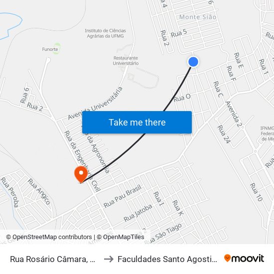 Rua Rosário Câmara, 541 to Faculdades Santo Agostinho map