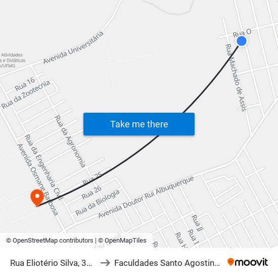 Rua Eliotério Silva, 319 to Faculdades Santo Agostinho map