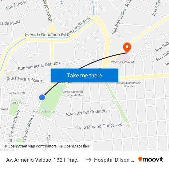Av. Armênio Veloso, 132 | Praça De Esportes to Hospital Dilson Godinho map