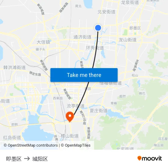 即墨区 to 城阳区 map