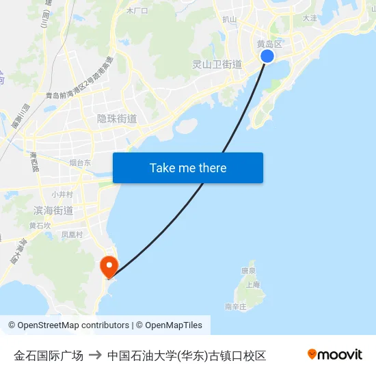 金石国际广场 to 中国石油大学(华东)古镇口校区 map