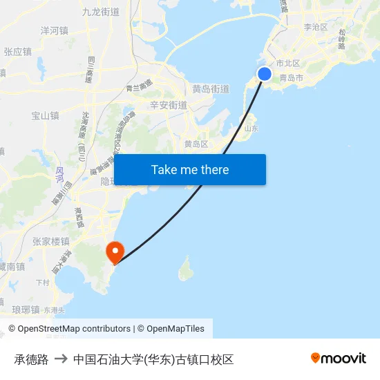 承德路 to 中国石油大学(华东)古镇口校区 map