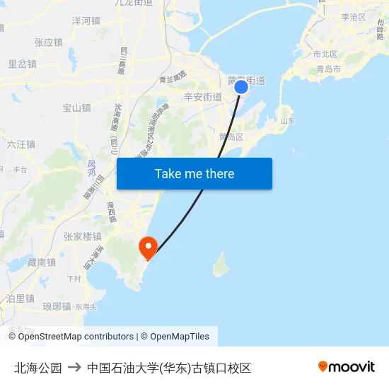 北海公园 to 中国石油大学(华东)古镇口校区 map