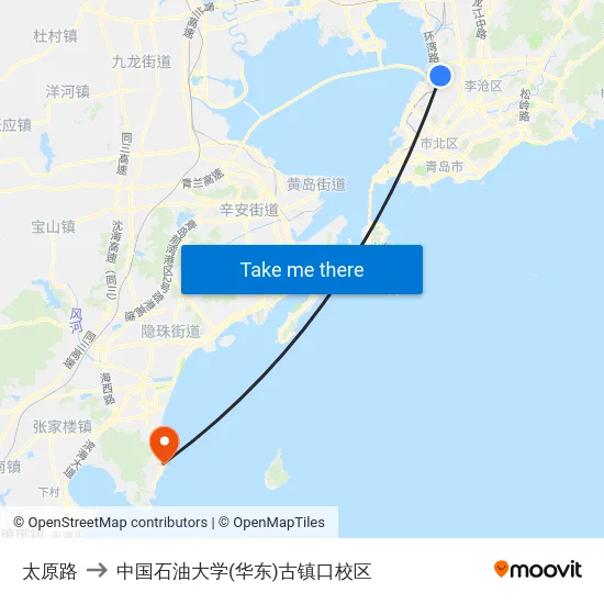 太原路 to 中国石油大学(华东)古镇口校区 map
