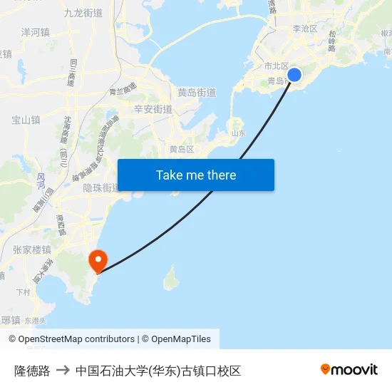 隆德路 to 中国石油大学(华东)古镇口校区 map