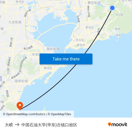 大崂 to 中国石油大学(华东)古镇口校区 map