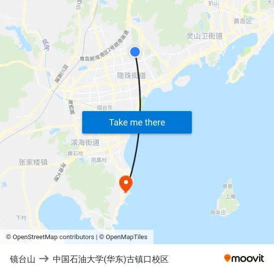 镜台山 to 中国石油大学(华东)古镇口校区 map