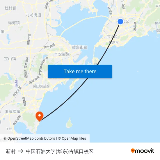 新村 to 中国石油大学(华东)古镇口校区 map