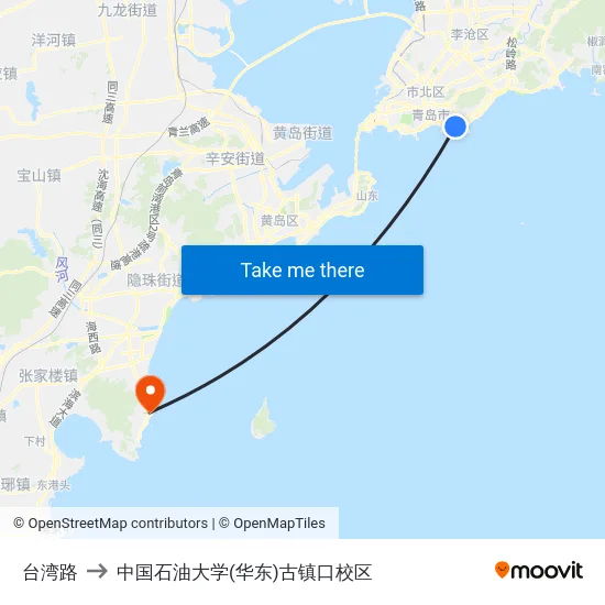 台湾路 to 中国石油大学(华东)古镇口校区 map