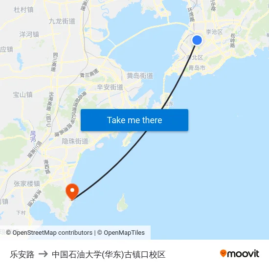 乐安路 to 中国石油大学(华东)古镇口校区 map
