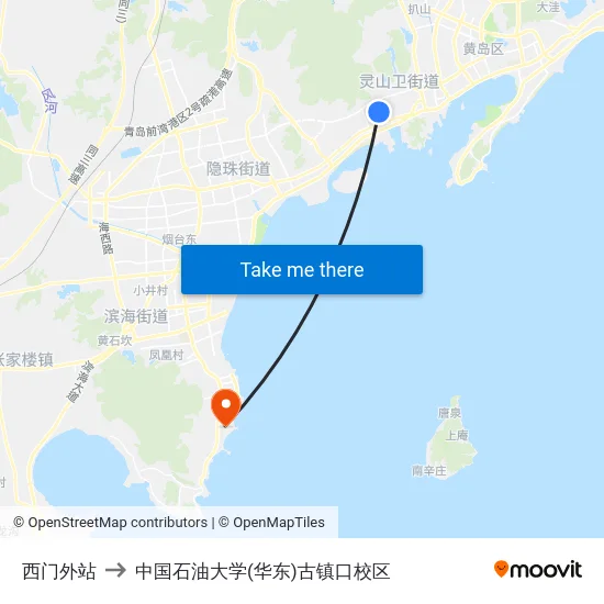 西门外站 to 中国石油大学(华东)古镇口校区 map