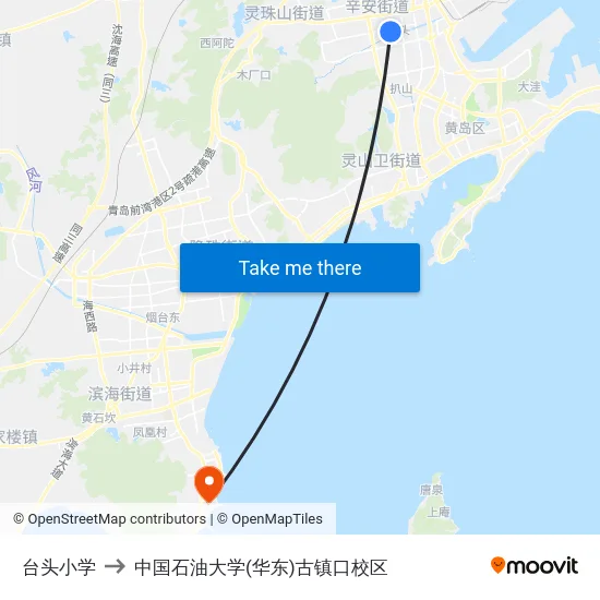 台头小学 to 中国石油大学(华东)古镇口校区 map