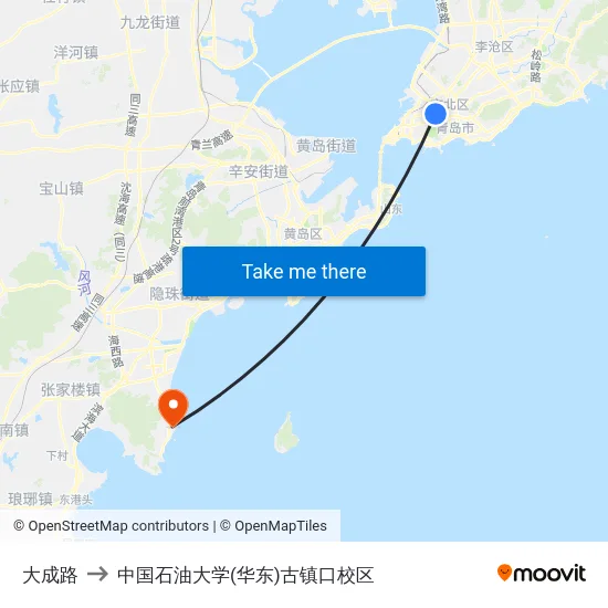 大成路 to 中国石油大学(华东)古镇口校区 map