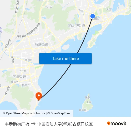 丰泰购物广场 to 中国石油大学(华东)古镇口校区 map
