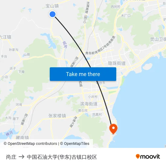 尚庄 to 中国石油大学(华东)古镇口校区 map