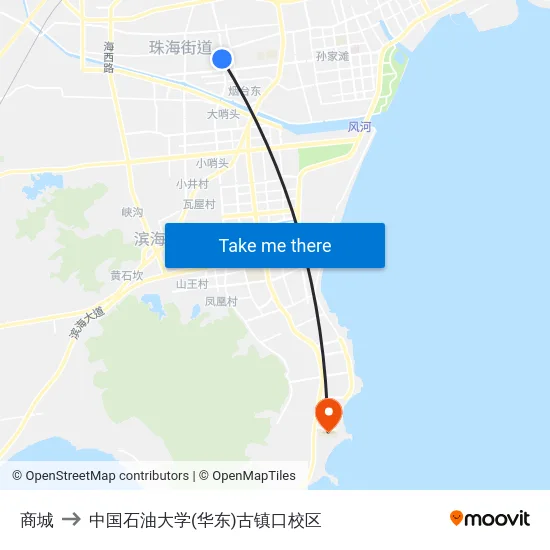 商城 to 中国石油大学(华东)古镇口校区 map