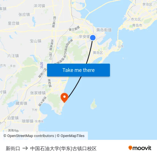 新街口 to 中国石油大学(华东)古镇口校区 map