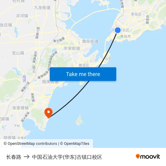 长春路 to 中国石油大学(华东)古镇口校区 map