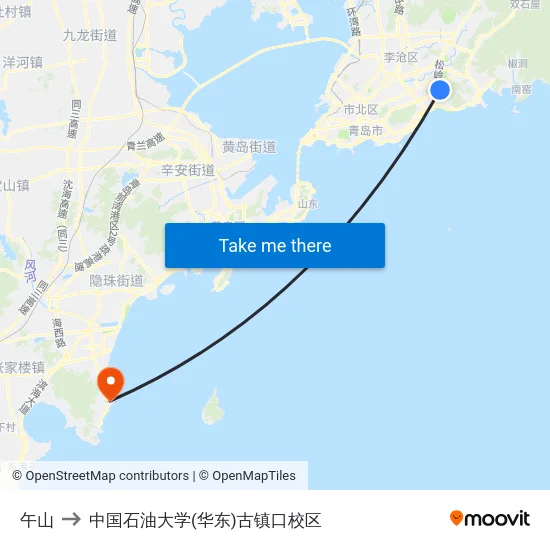 午山 to 中国石油大学(华东)古镇口校区 map