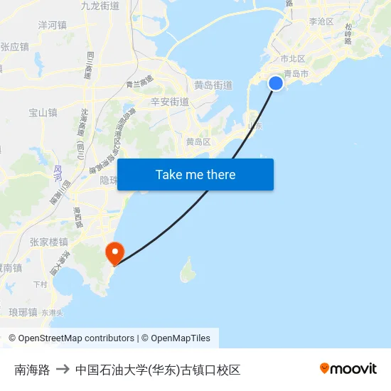 南海路 to 中国石油大学(华东)古镇口校区 map