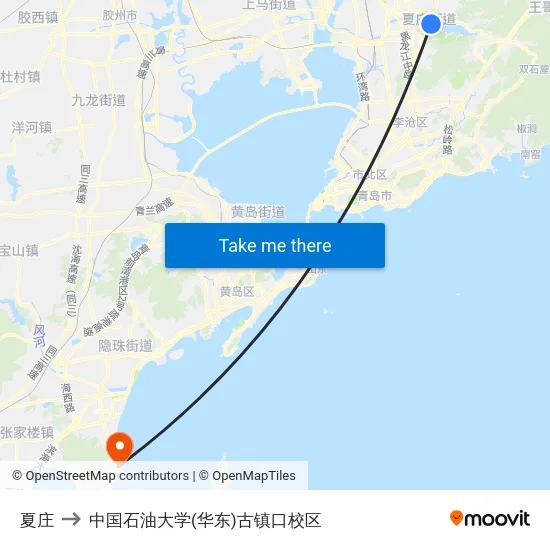 夏庄 to 中国石油大学(华东)古镇口校区 map