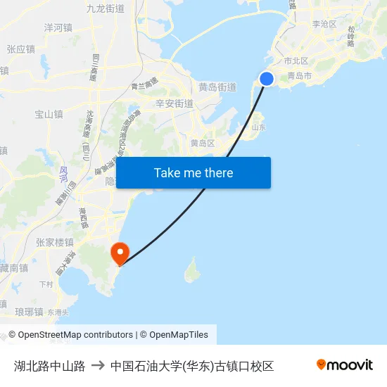 湖北路中山路 to 中国石油大学(华东)古镇口校区 map