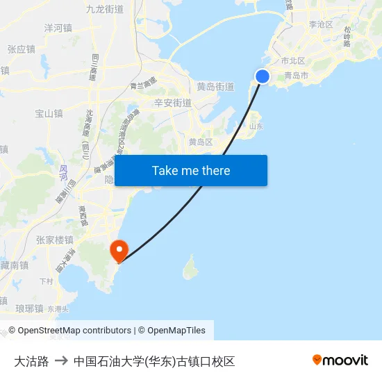 大沽路 to 中国石油大学(华东)古镇口校区 map