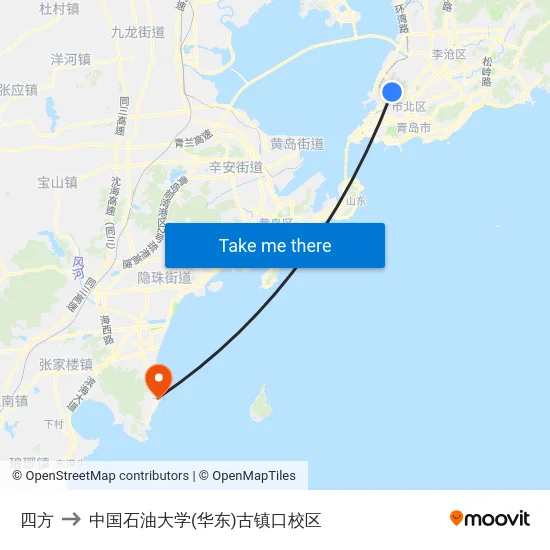 四方 to 中国石油大学(华东)古镇口校区 map