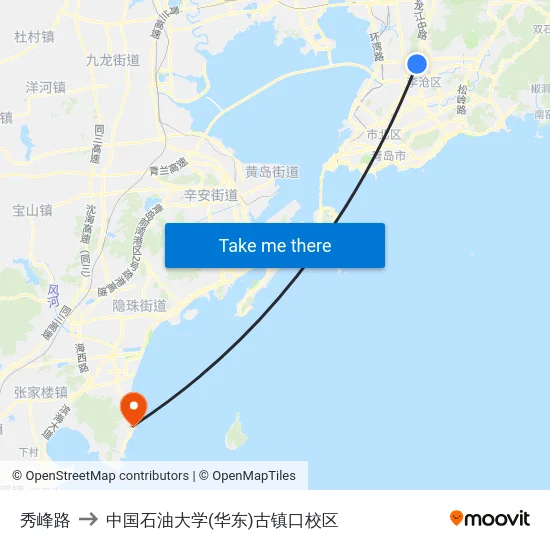 秀峰路 to 中国石油大学(华东)古镇口校区 map