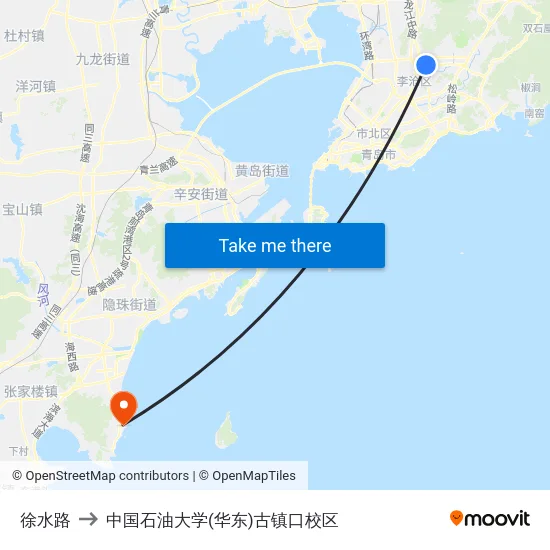 徐水路 to 中国石油大学(华东)古镇口校区 map