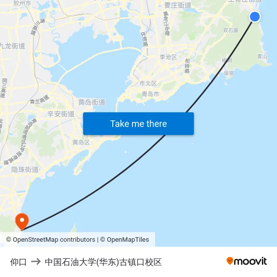 仰口 to 中国石油大学(华东)古镇口校区 map