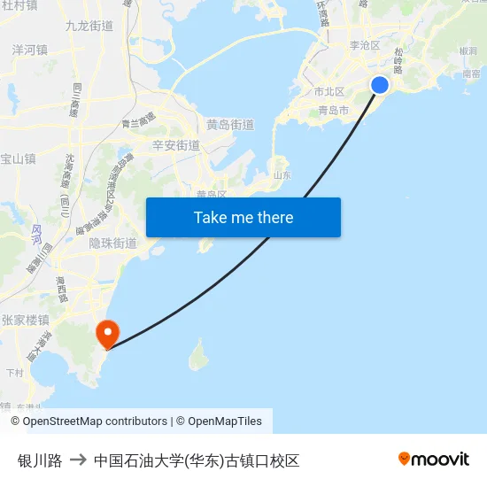 银川路 to 中国石油大学(华东)古镇口校区 map