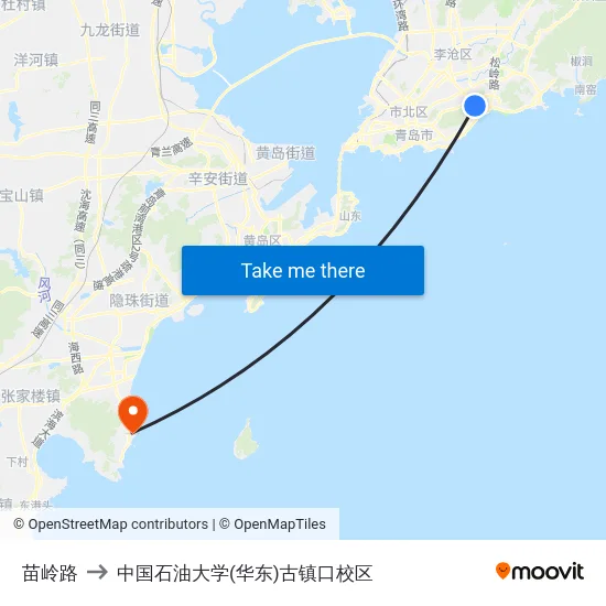 苗岭路 to 中国石油大学(华东)古镇口校区 map